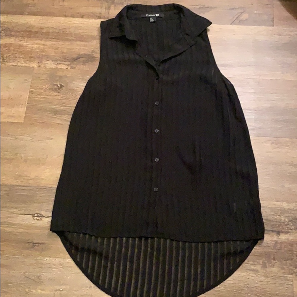 Forever 21 Black Sheer Sleeveless Top Size Small